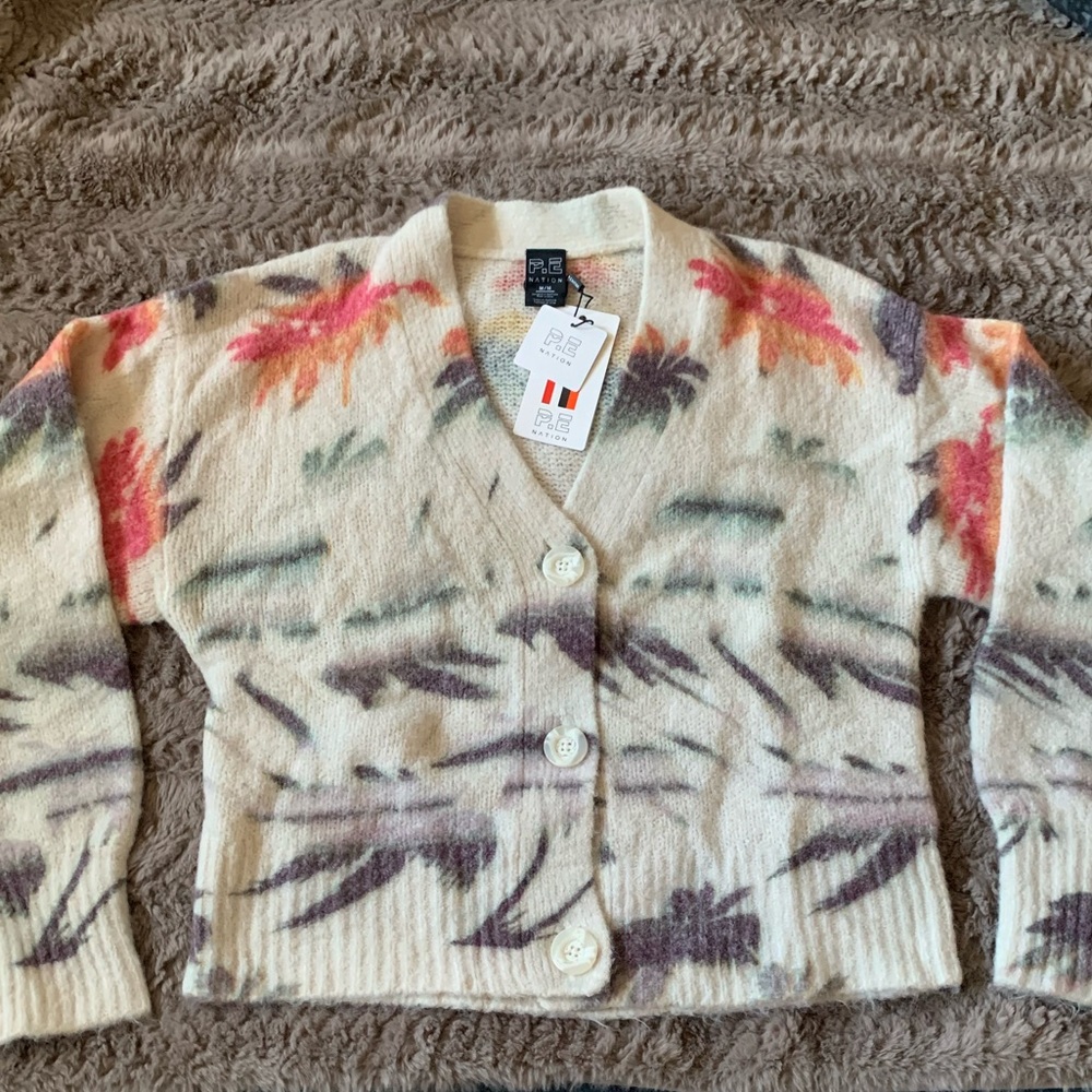 P.E Nation Free Run Knit Jacket Print palm tree Size Medium NEW RARE